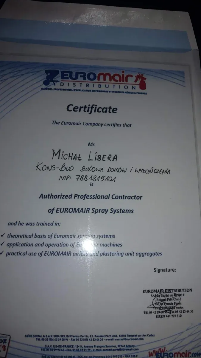 Certyfikat Euromair Authorized Professional Contractor